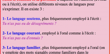 Les niveaux de langue