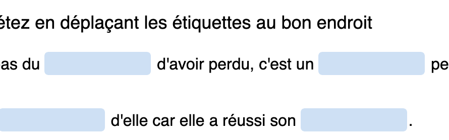 Complétez les phrases avec les mots correspondants.