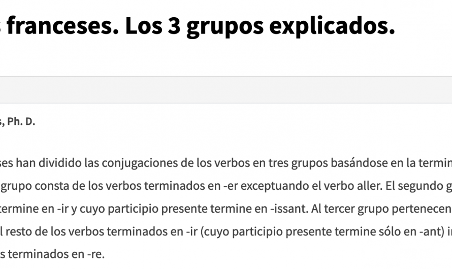 Los verbos franceses. Los 3 grupos explicados.