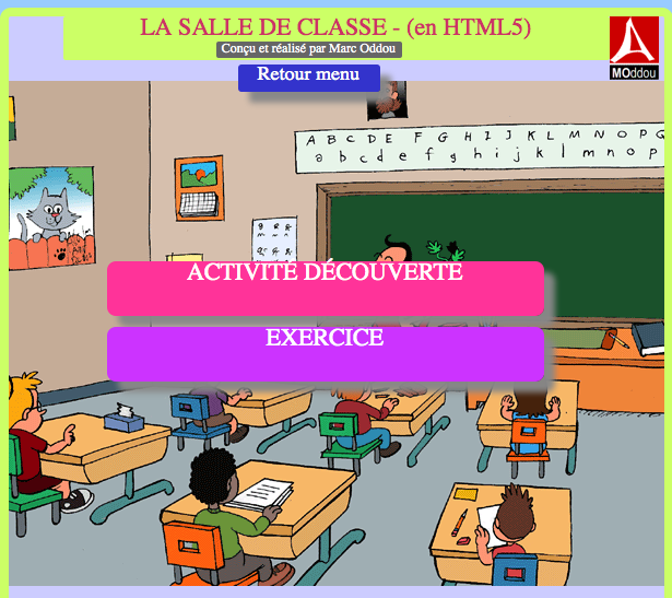 La salle de classe – Activité en HTML5 (compatible tablettes et smartphones)