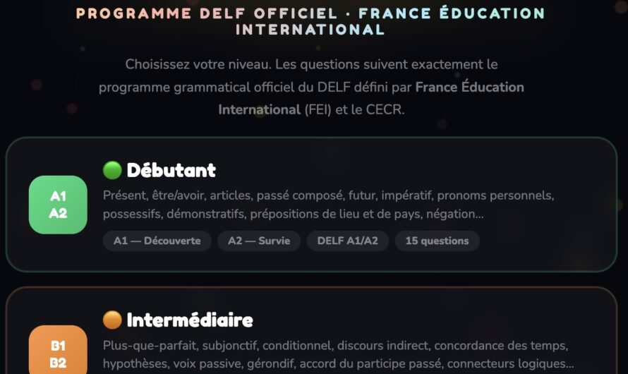 Jeux de grammaire, niveau débutant et intermédiaire